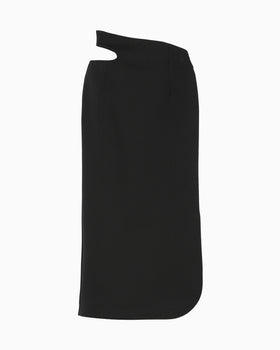 Double Jersey Asymmetric Skirt - black