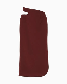 Double Jersey Asymmetric Skirt - bordeaux