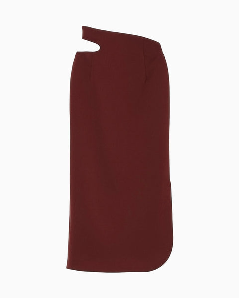 Double Jersey Asymmetric Skirt - bordeaux