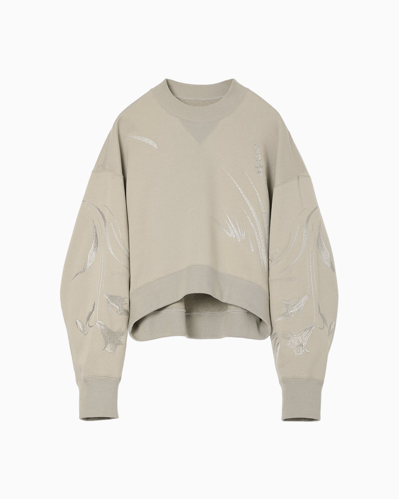 Floral Motif Embroidered Sweatshirts - beige