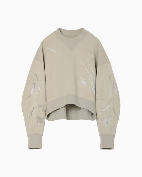 Floral Motif Embroidered Sweatshirts - beige