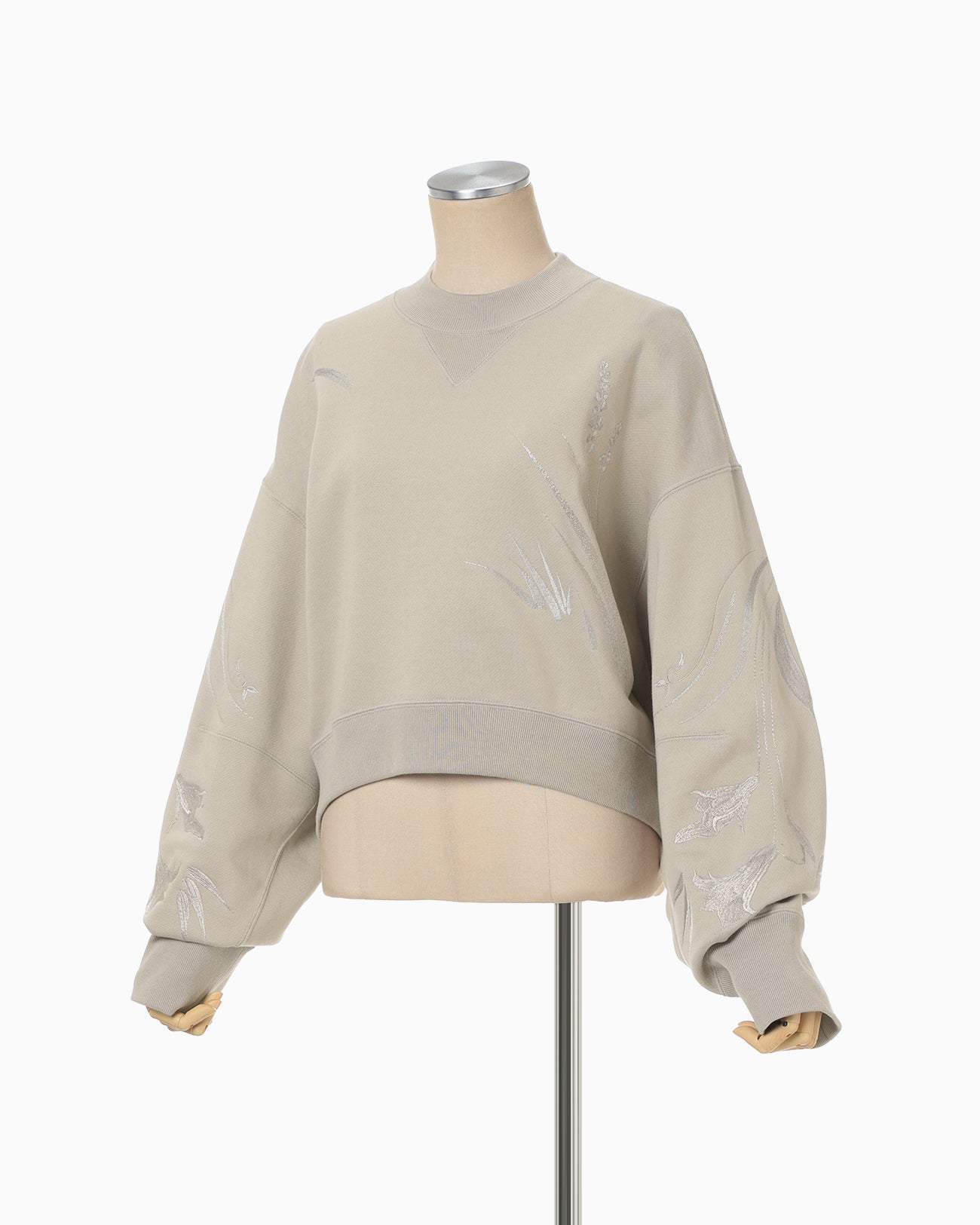 Floral Motif Embroidered Sweatshirts - beige