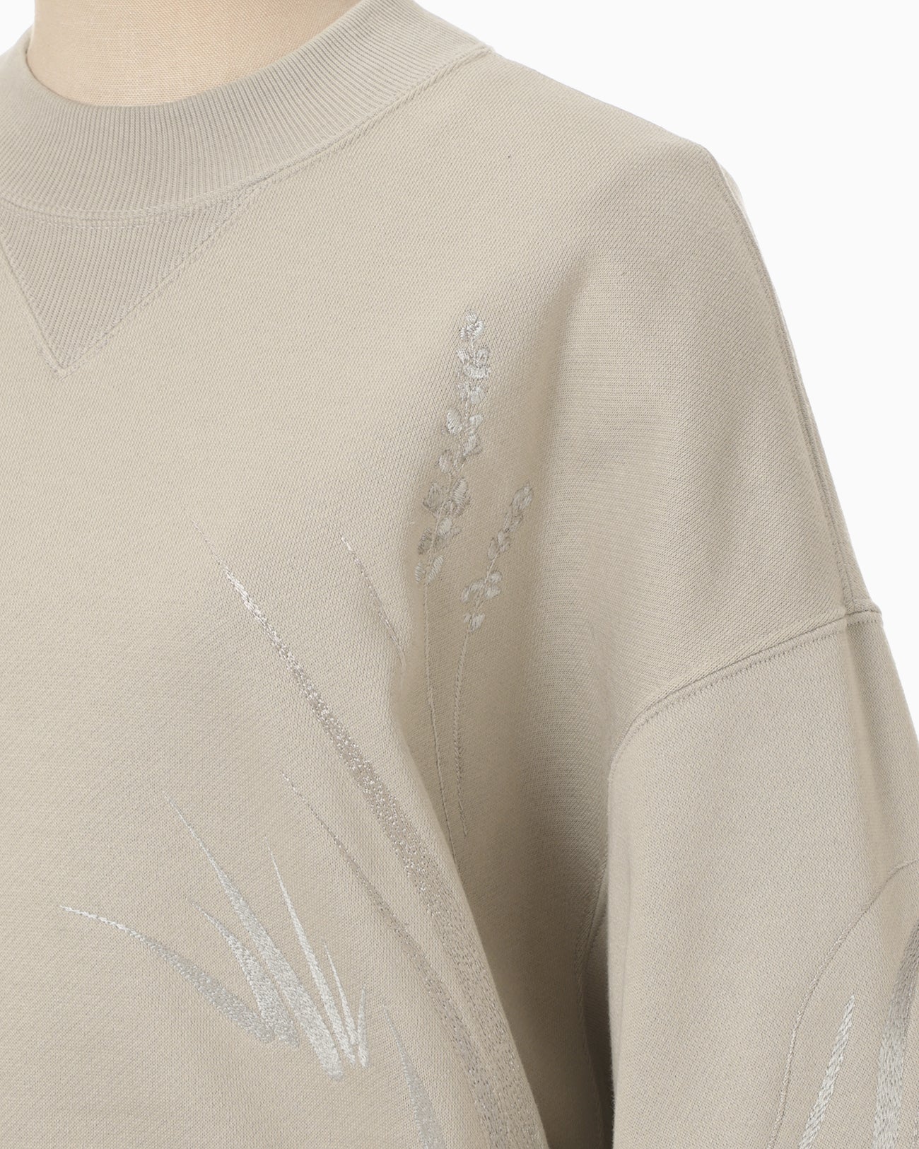 Floral Motif Embroidered Sweatshirts - beige