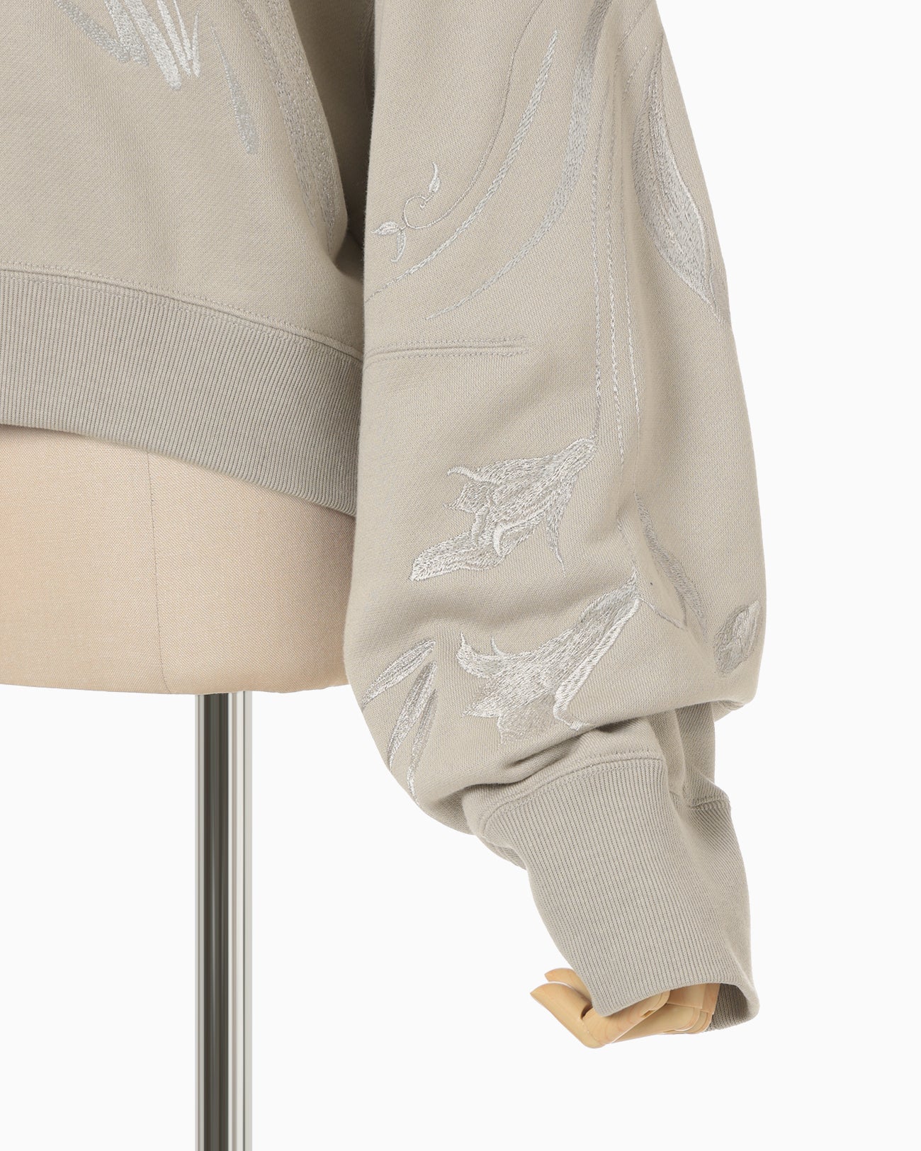 Floral Motif Embroidered Sweatshirts - beige