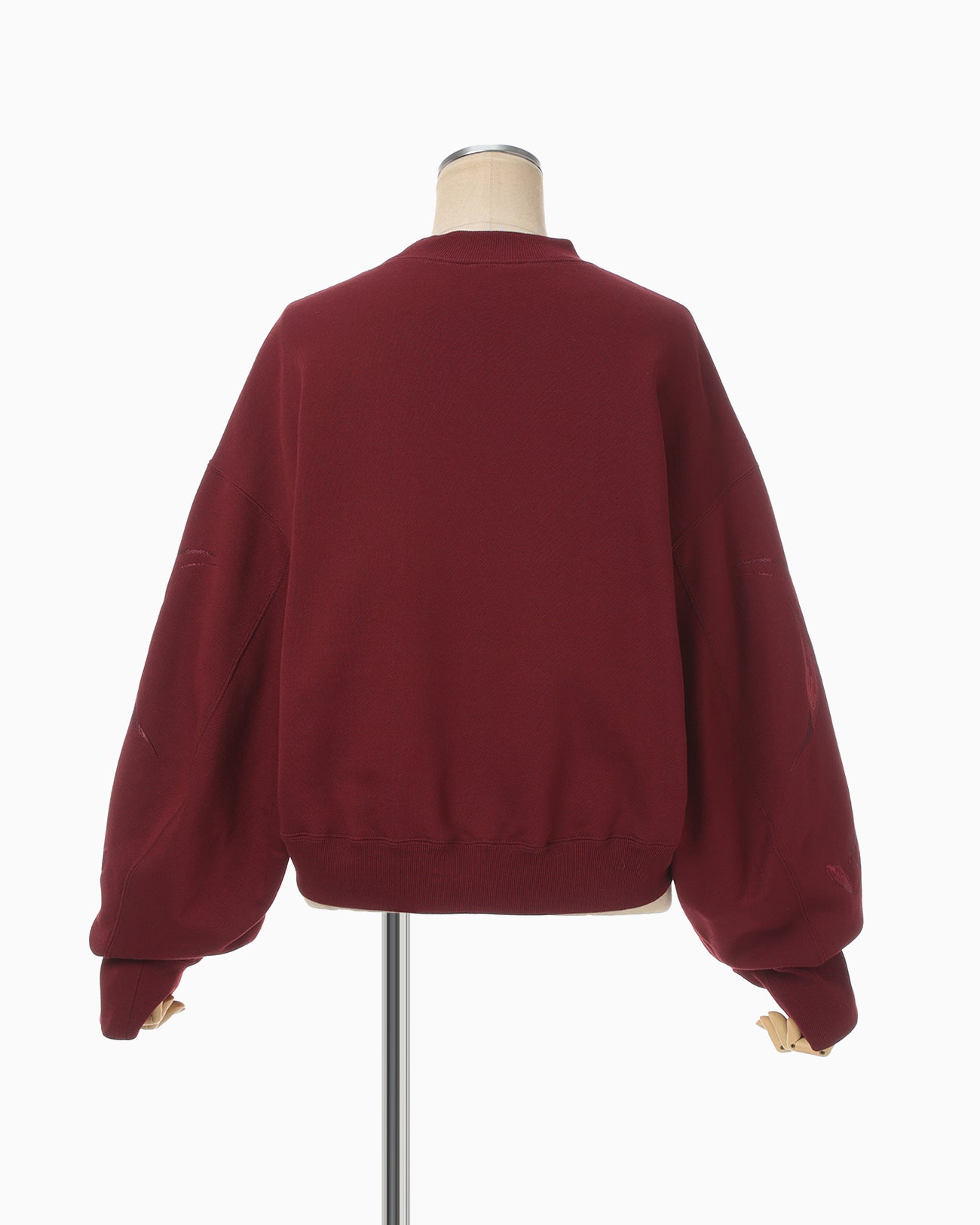 Floral Motif Embroidered Sweatshirts - bordeaux