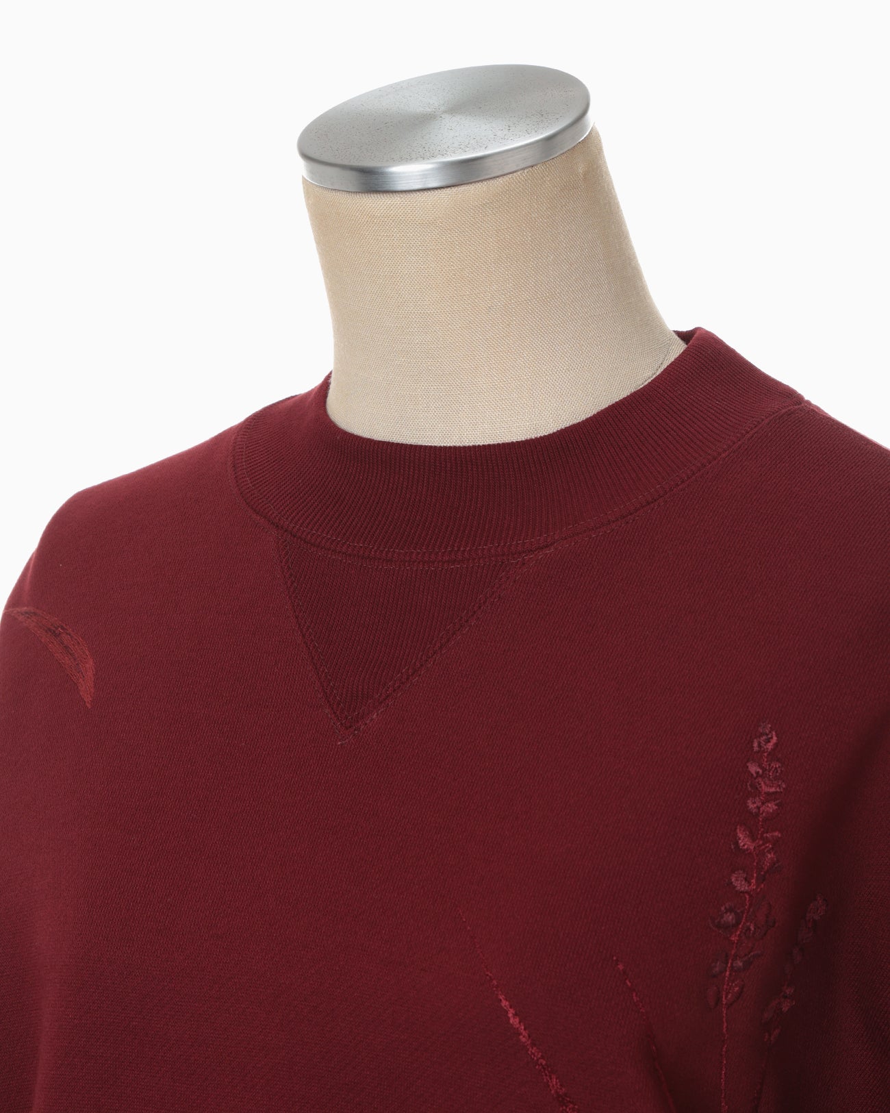 Floral Motif Embroidered Sweatshirts - bordeaux