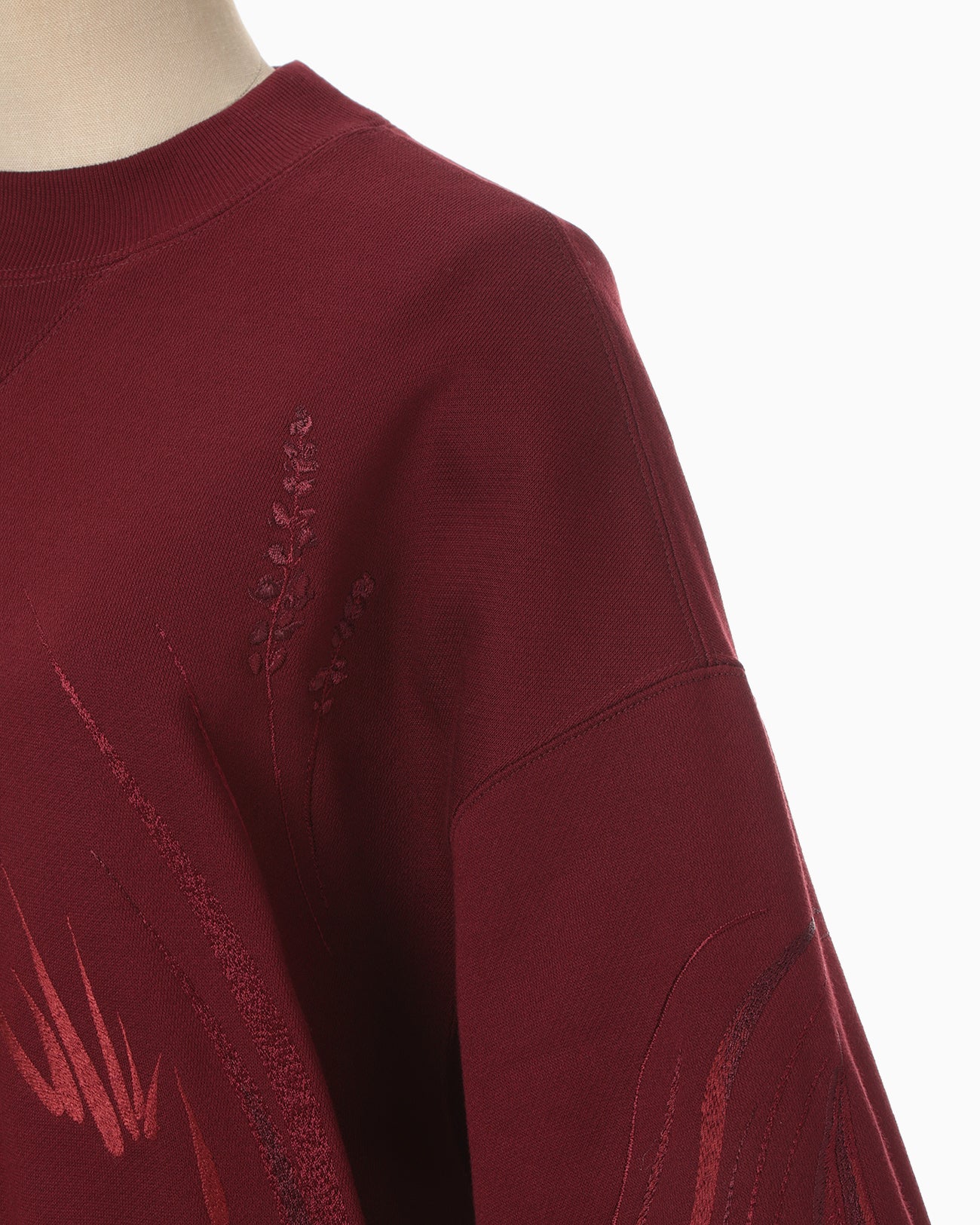 Floral Motif Embroidered Sweatshirts - bordeaux
