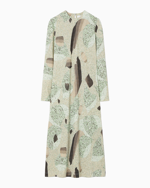 Marble Print Jersey Dress - green