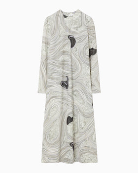 Marble Print Jersey Dress - grey