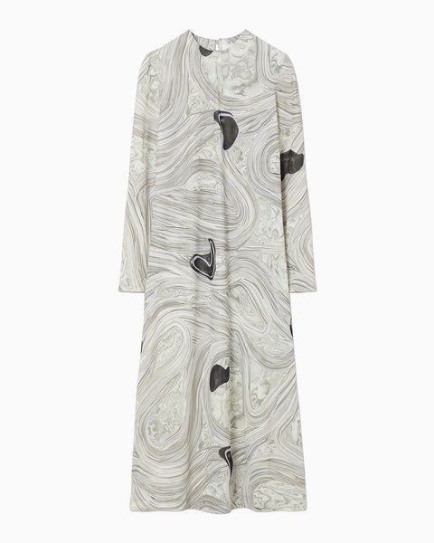 Marble Print Jersey Dress - grey
