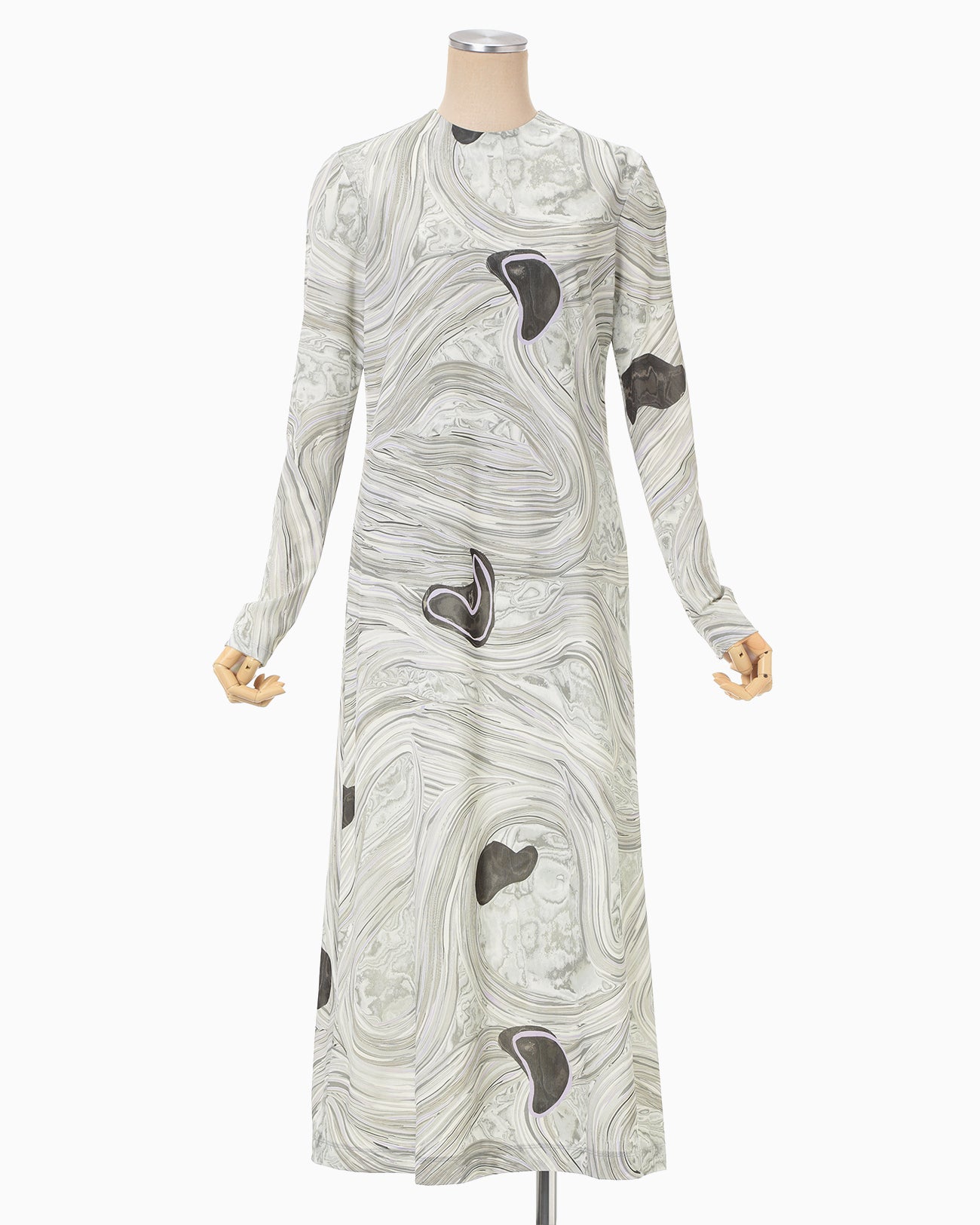 Marble Print Jersey Dress - grey