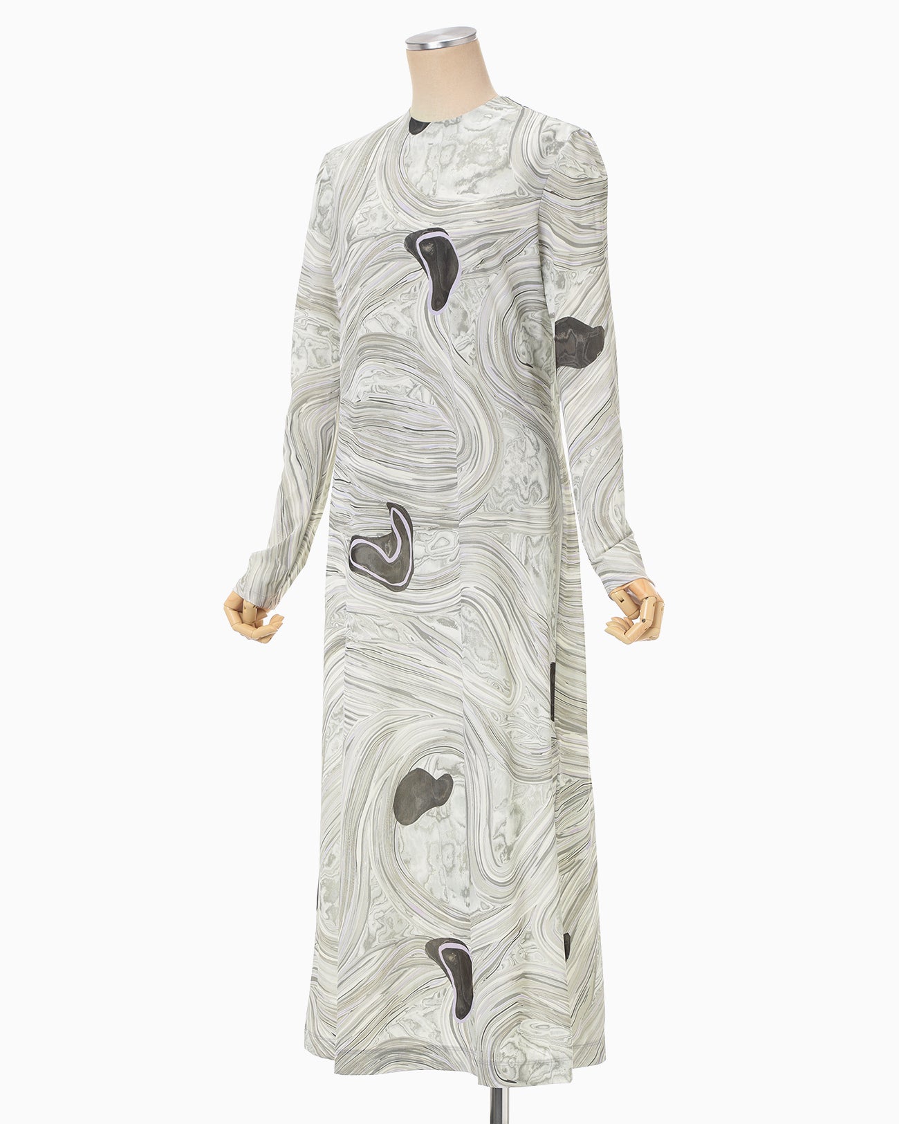 Marble Print Jersey Dress - grey