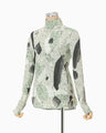 Marble Print Jersey High Neck Top - green
