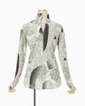 Marble Print Jersey High Neck Top - green
