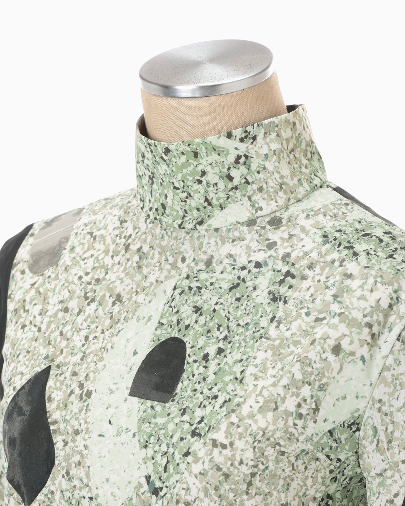 Marble Print Jersey High Neck Top - green
