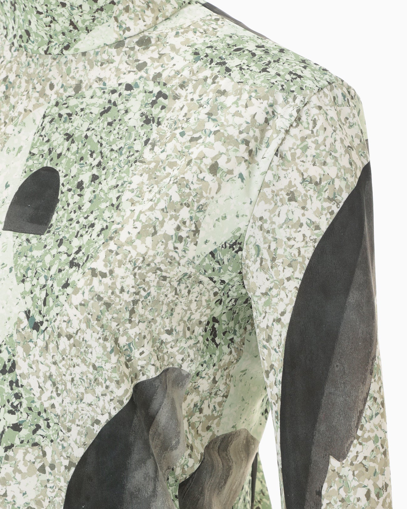 Marble Print Jersey High Neck Top - green