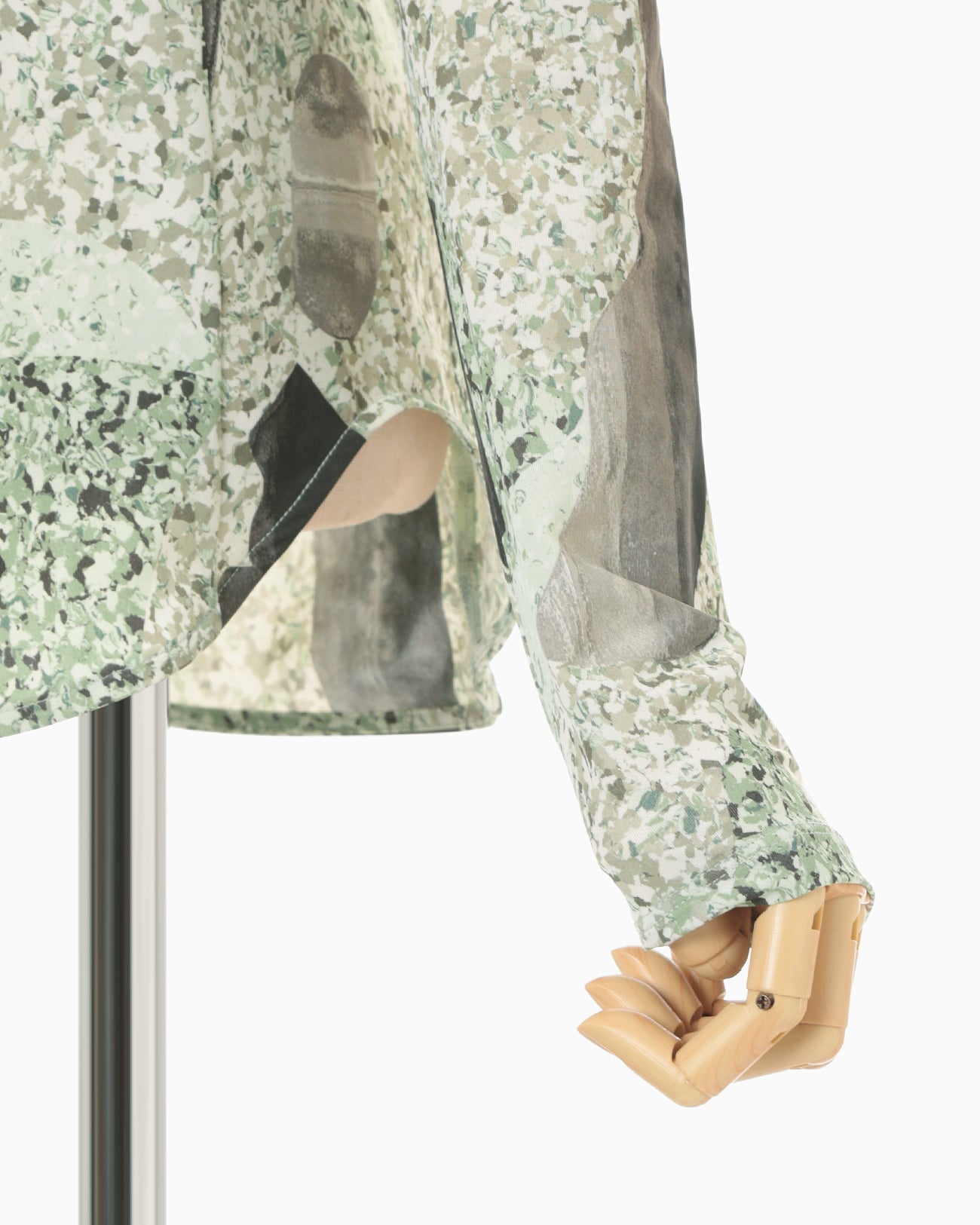 Marble Print Jersey High Neck Top - green