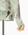 Marble Print Jersey High Neck Top - green