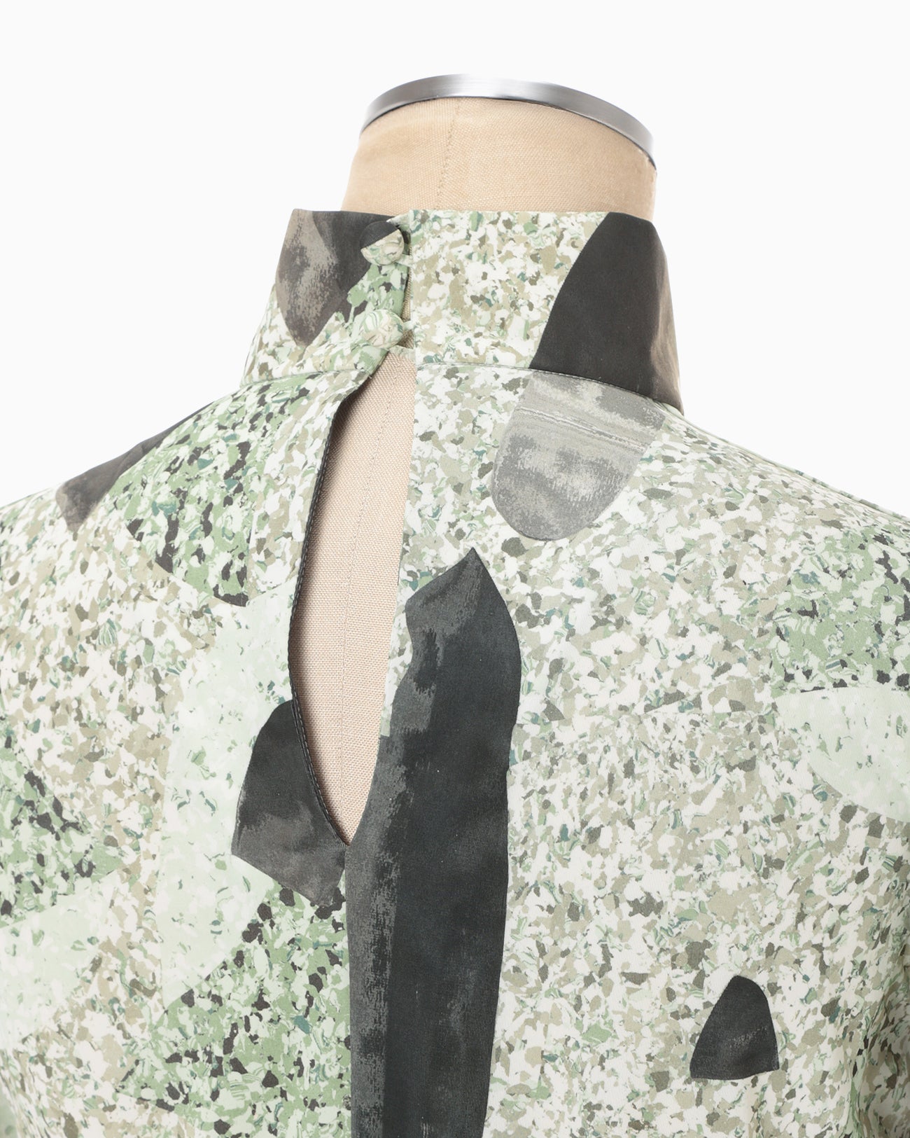 Marble Print Jersey High Neck Top - green