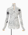 Marble Print Jersey High Neck Top - grey