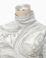 Marble Print Jersey High Neck Top - grey