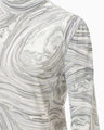 Marble Print Jersey High Neck Top - grey