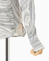 Marble Print Jersey High Neck Top - grey