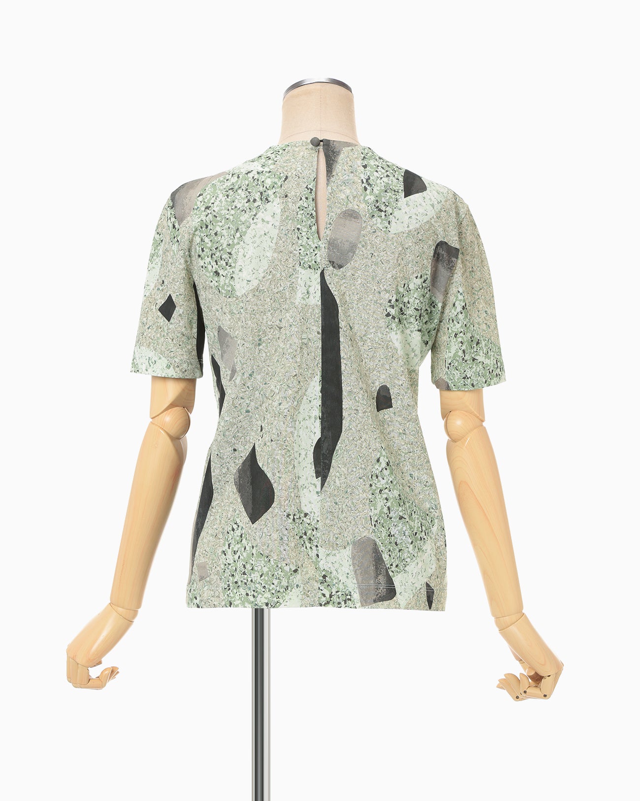 Marble Print Jersey Short Sleeve Top - green