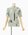 Marble Print Jersey Short Sleeve Top - green