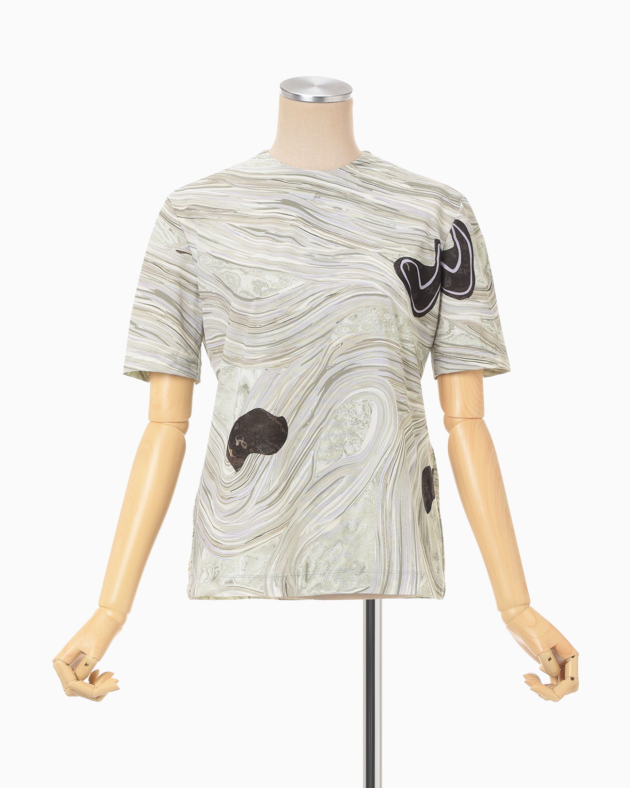 Marble Print Jersey Short Sleeve Top - grey