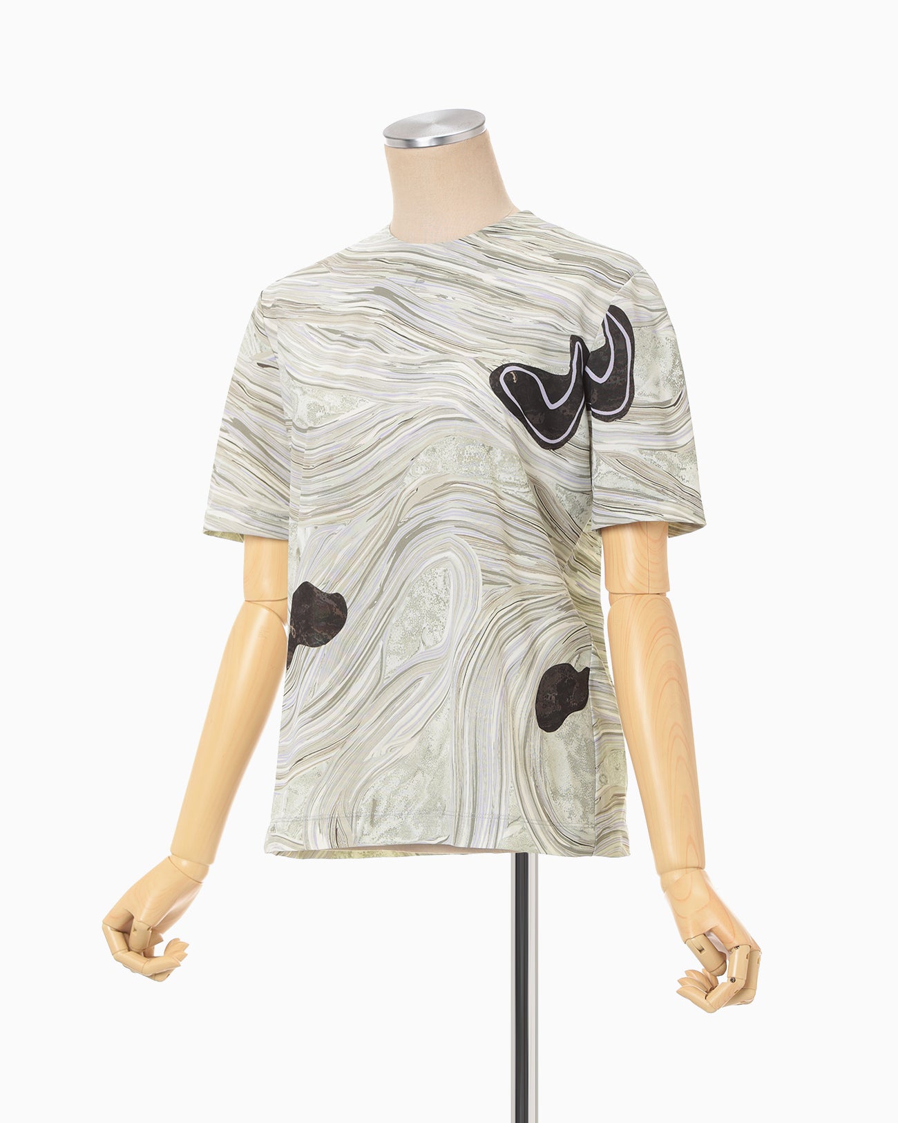 Marble Print Jersey Short Sleeve Top - grey