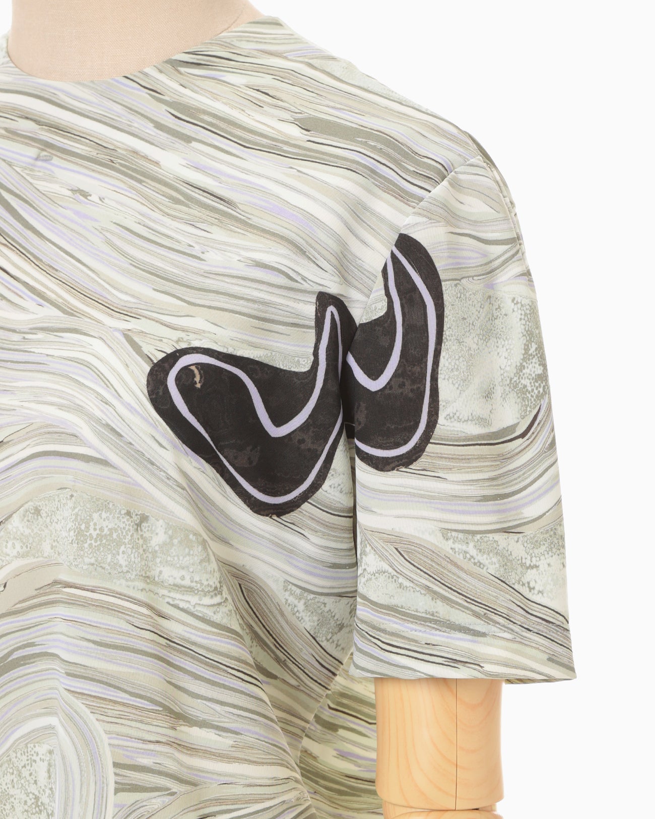Marble Print Jersey Short Sleeve Top - grey