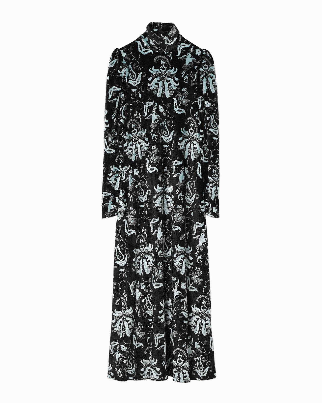 Velour Jersey High Neck Dress - black