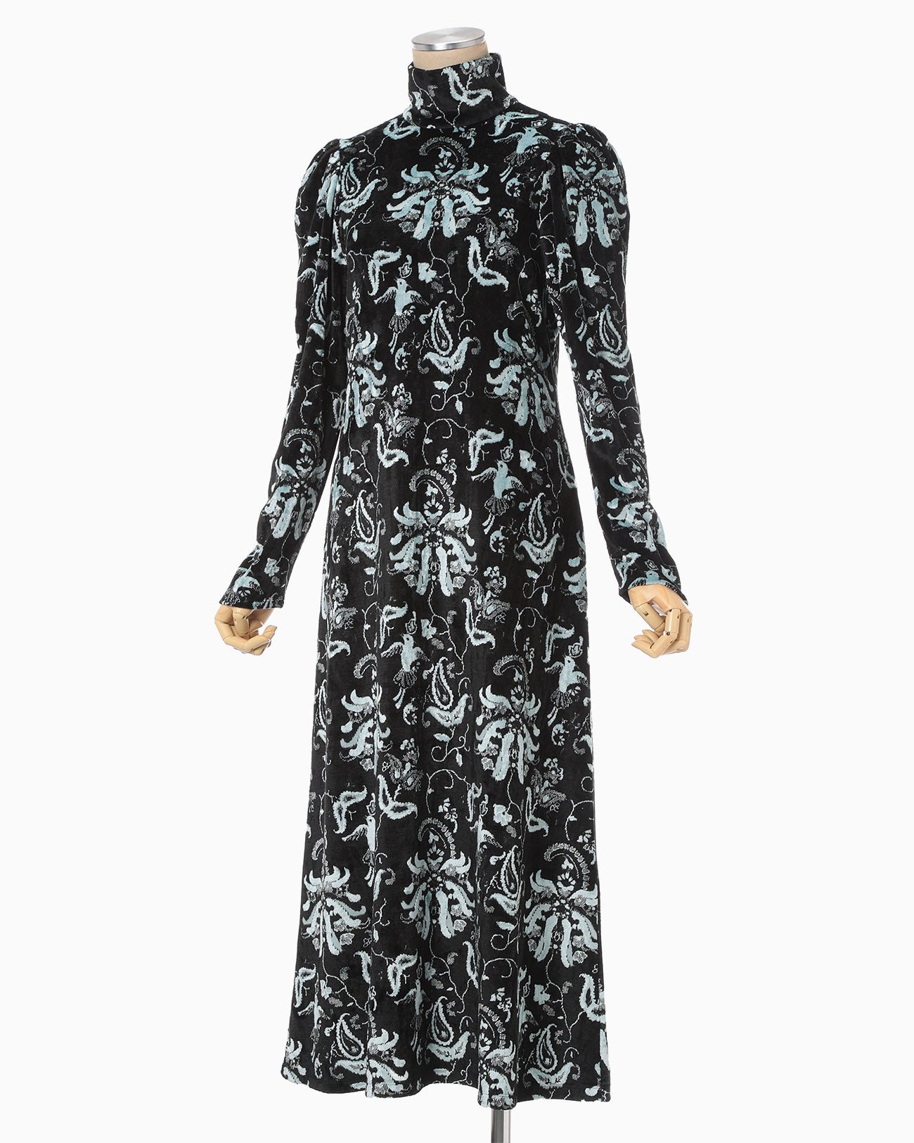 Velour Jersey High Neck Dress - black