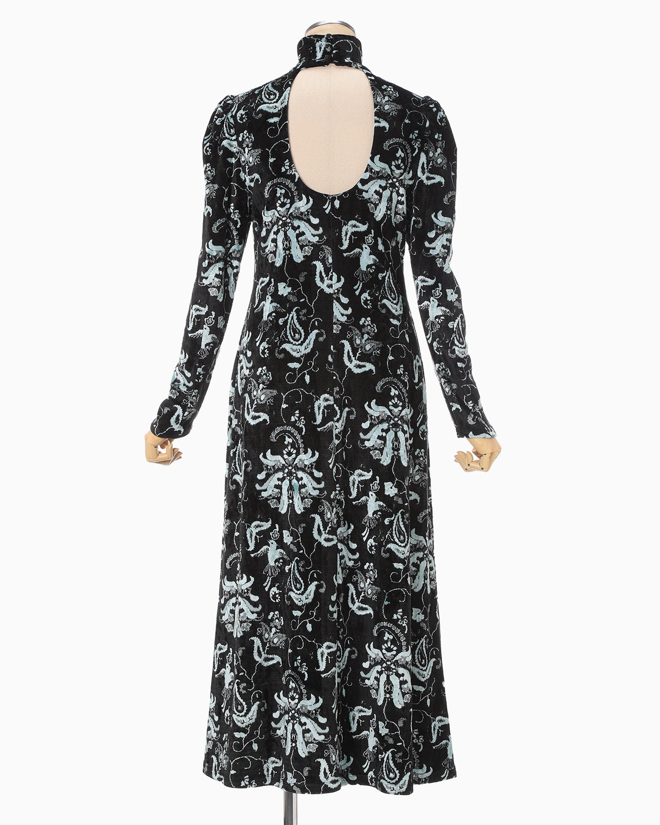 Velour Jersey High Neck Dress - black