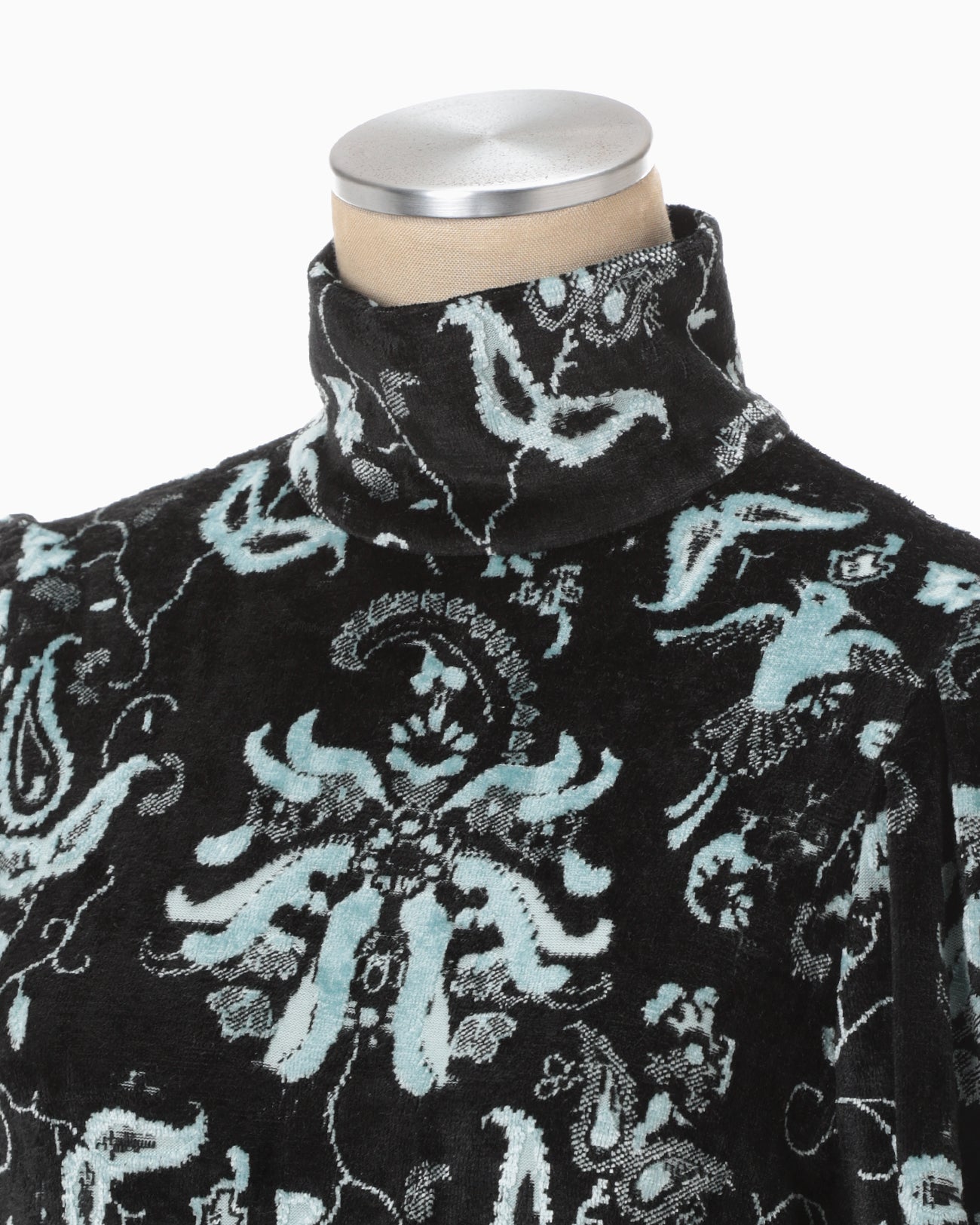 Velour Jersey High Neck Dress - black