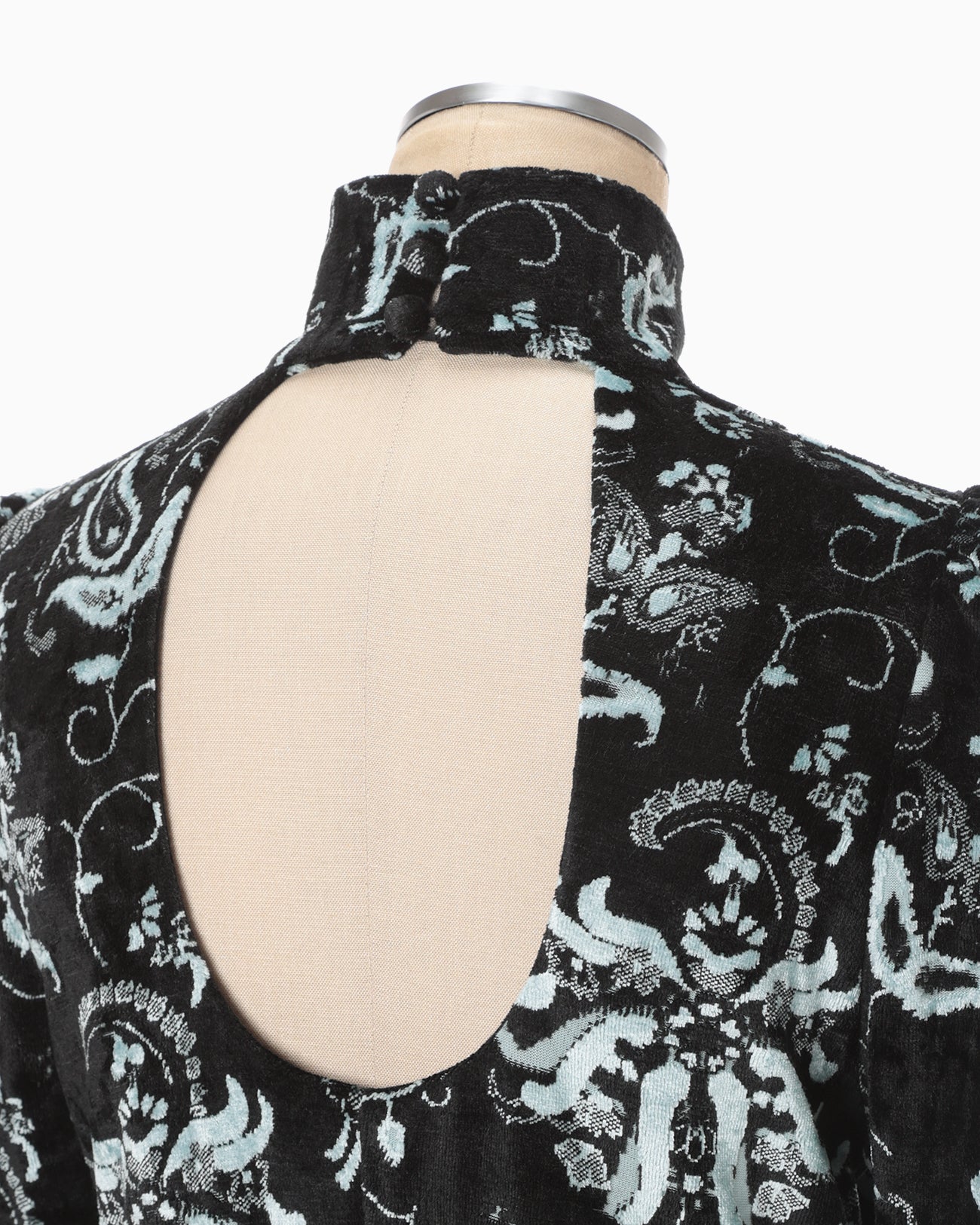 Velour Jersey High Neck Dress - black