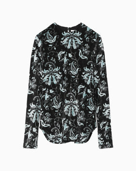 Velour Jersey Top - black