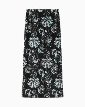 Velour Jersey I-Line Skirt - black