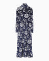 Velour Jersey High Neck Dress - navy