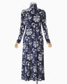 Velour Jersey High Neck Dress - navy
