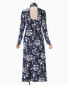 Velour Jersey High Neck Dress - navy