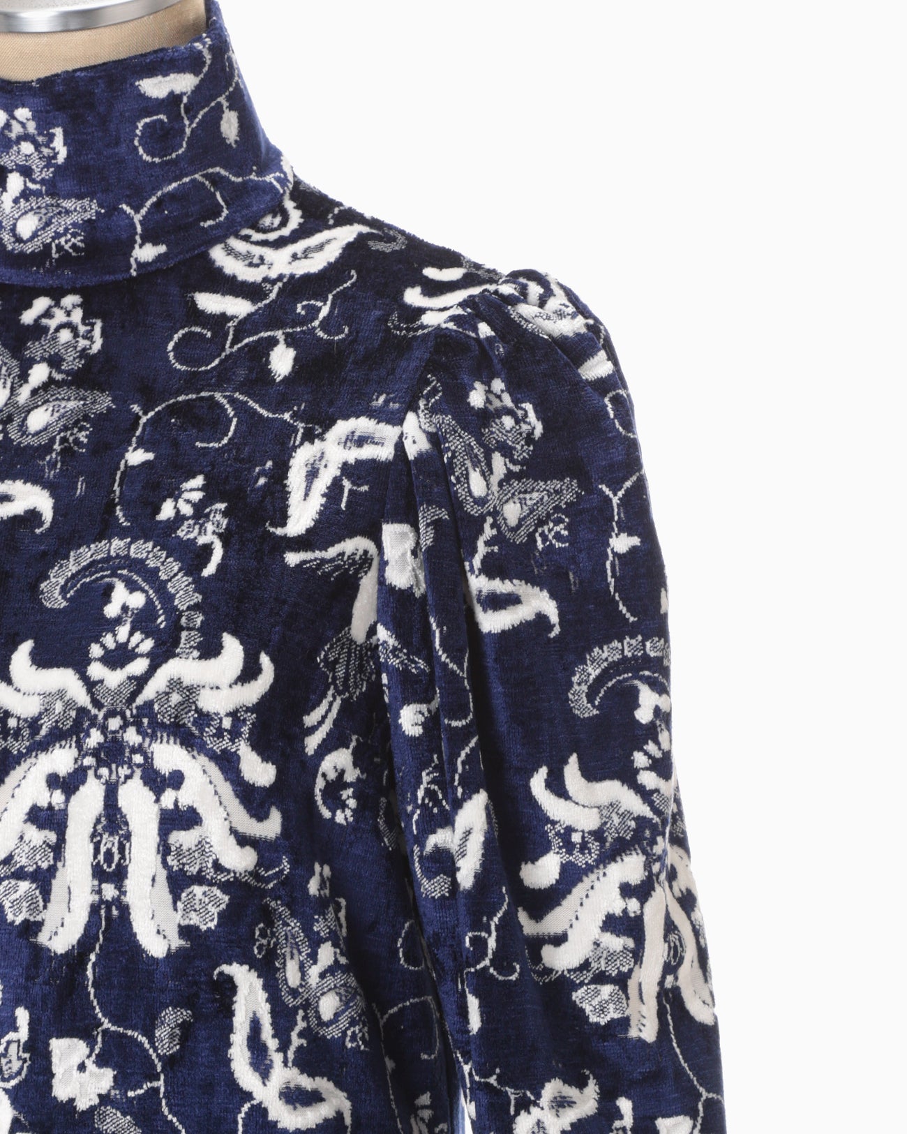 Velour Jersey High Neck Dress - navy