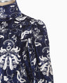 Velour Jersey High Neck Dress - navy