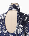 Velour Jersey High Neck Dress - navy