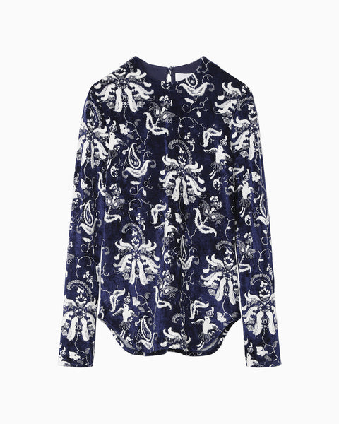 Velour Jersey Top - navy