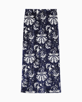 Velour Jersey I-Line Skirt - navy