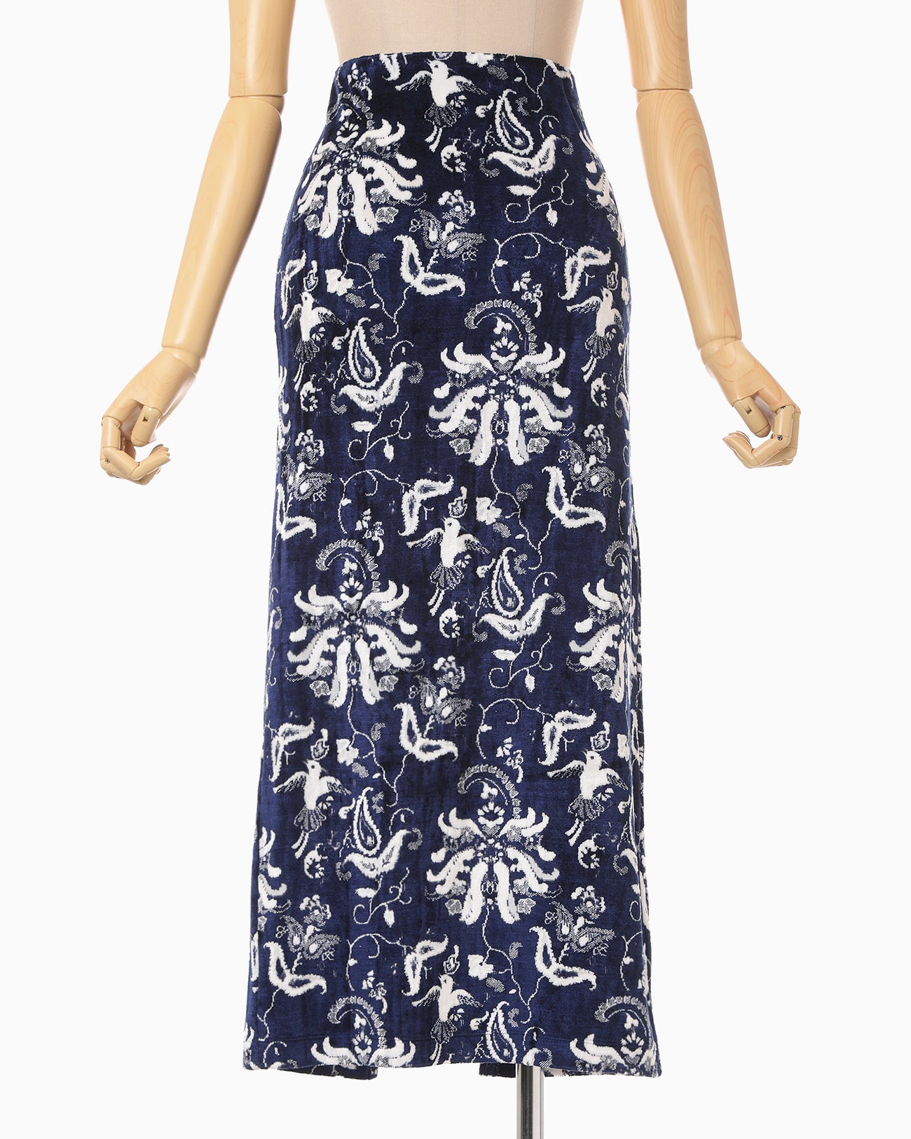 Velour Jersey I-Line Skirt - navy