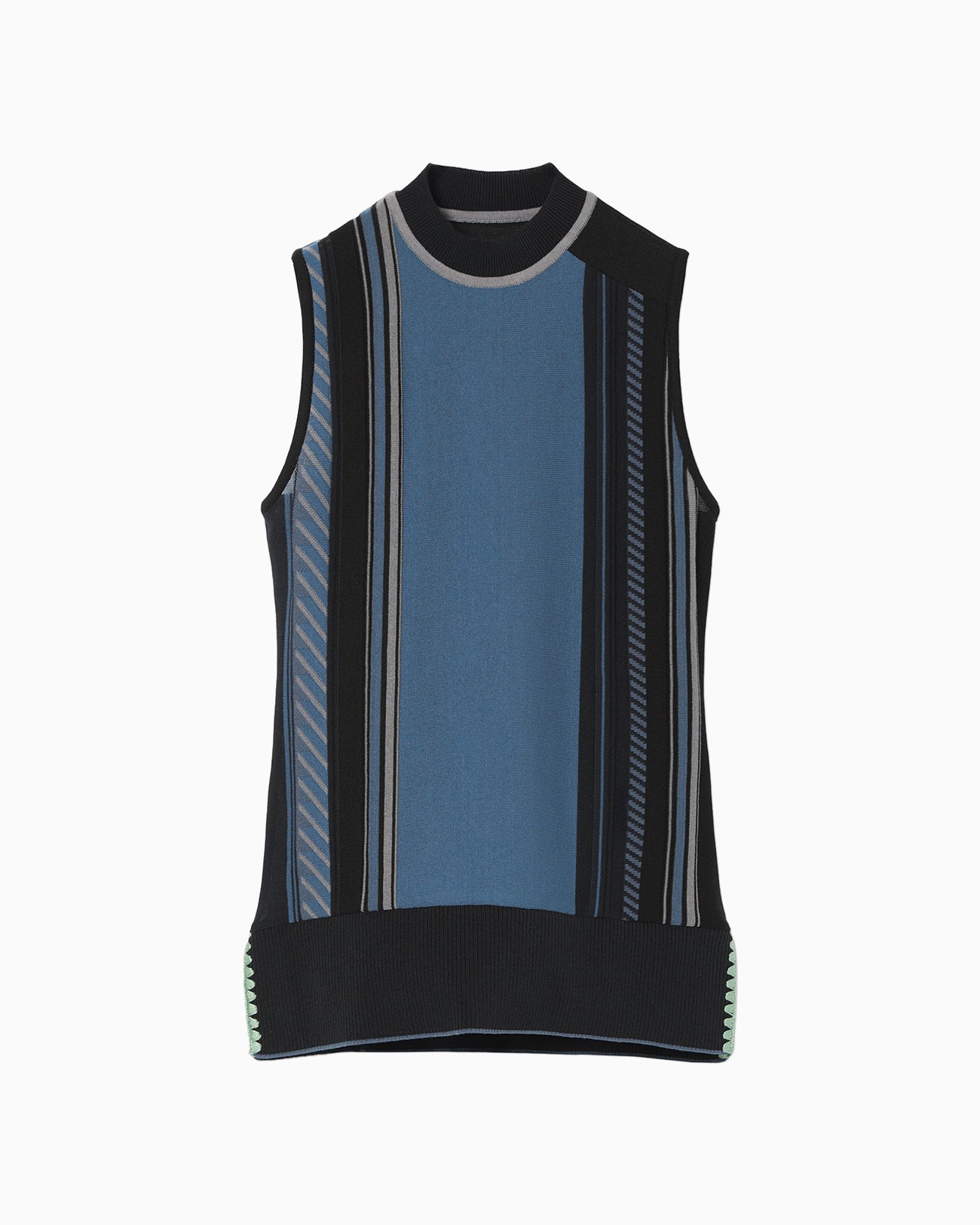 mame ノースリーブトップス ネイビー Geometric Pattern Knitted Sleeveless Top - navy - Mame