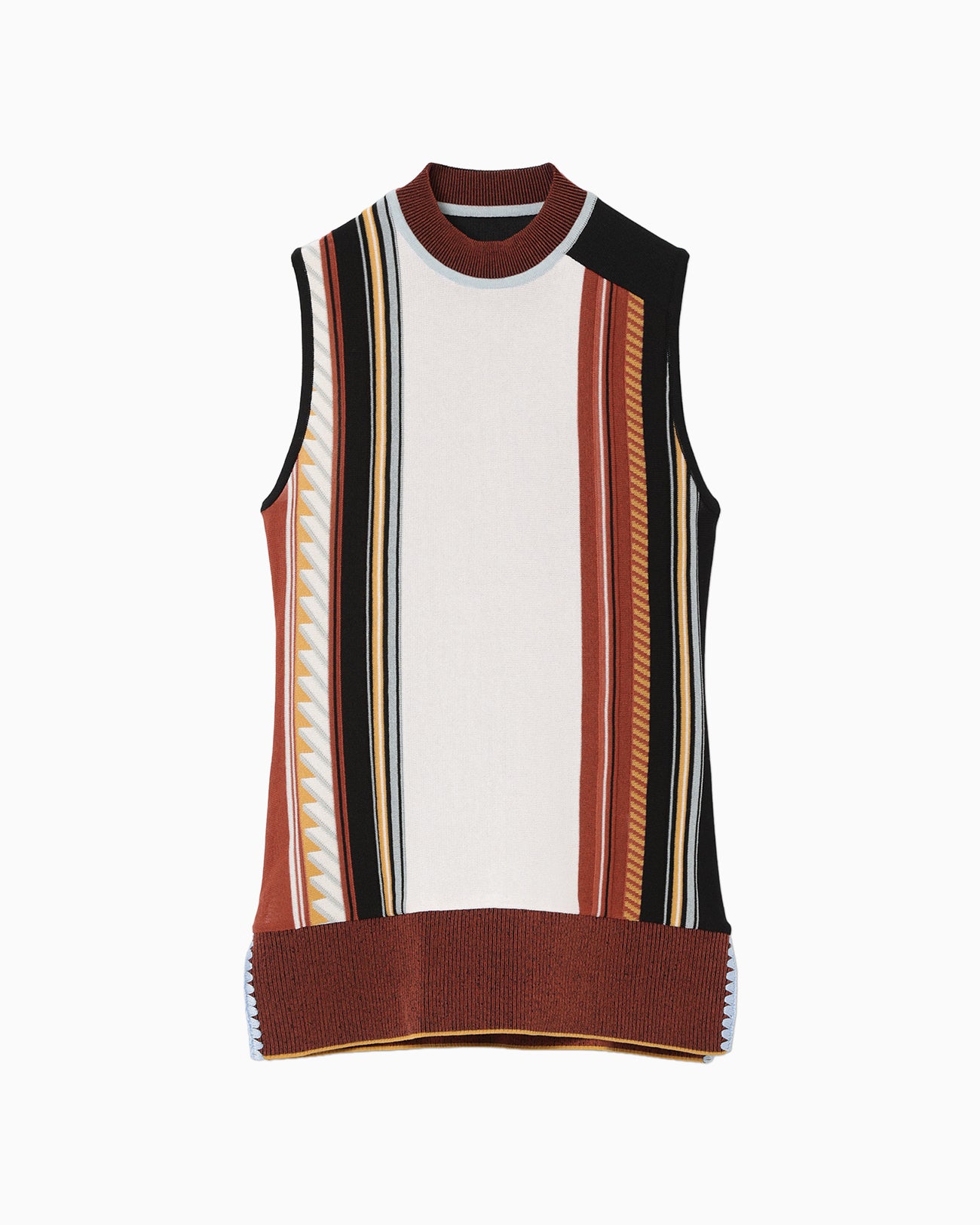 Geometric Pattern Knitted Sleeveless Top - vermillion
